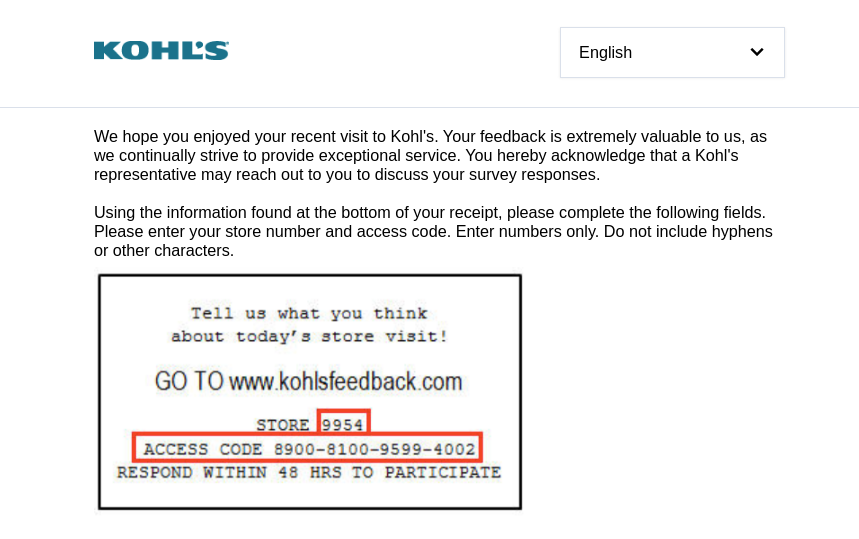 kohl's customer survey